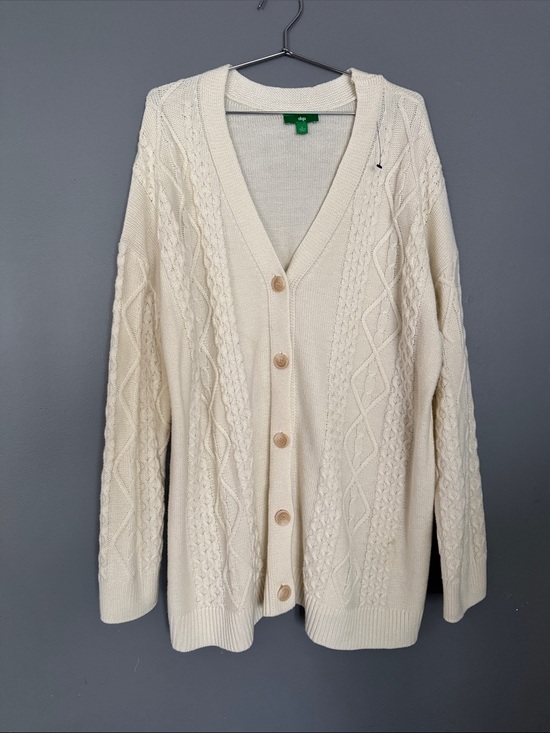 dip Sweaters - dip Cream Cable Knit V-Neck Button Cardigan
